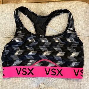 VSX Black and Pink Patterned Sports Bra